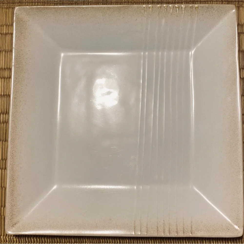 Pier 1 Square Cream Dinner Plate Embossed Cream